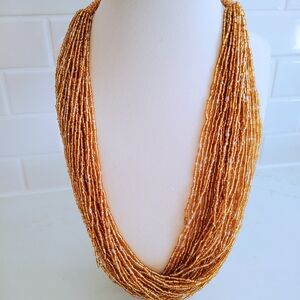 NWT Gold Multi-Strand Seed Bead Necklace